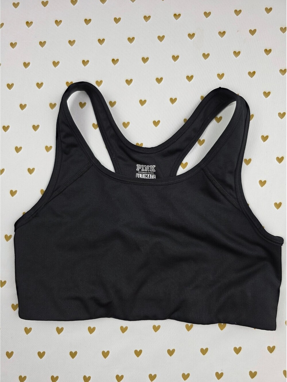 Victorias Secret Pink Active black Medium Bralette Bra Top Tank